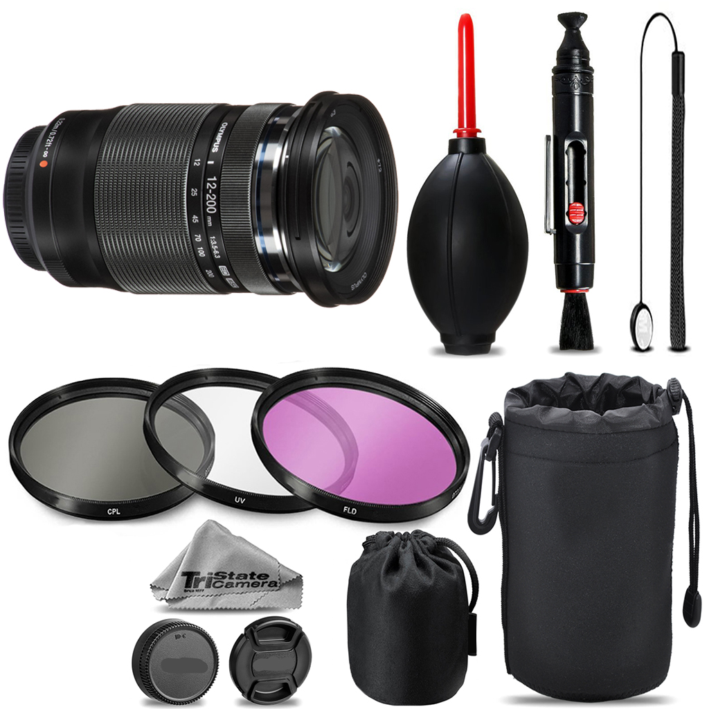M.Zuiko Digital ED 12-200mm f/3.5-6.3 Lens +UV+FLD+CPL+Blower Brush- Kit *FREE SHIPPING*