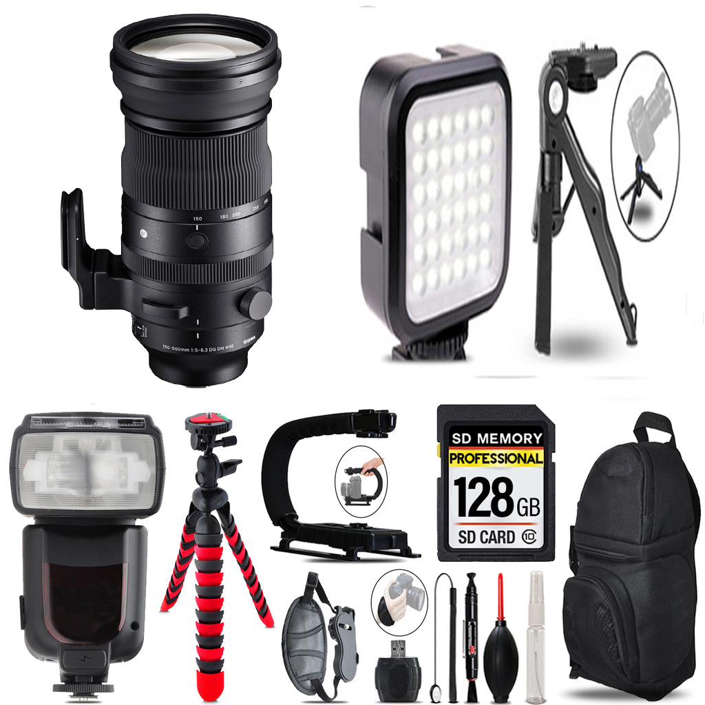 150-600mm f/5-6.3 DG DN OS Sports Lens Sony- LED Light + Tripod -128GB Kit *FREE SHIPPING*