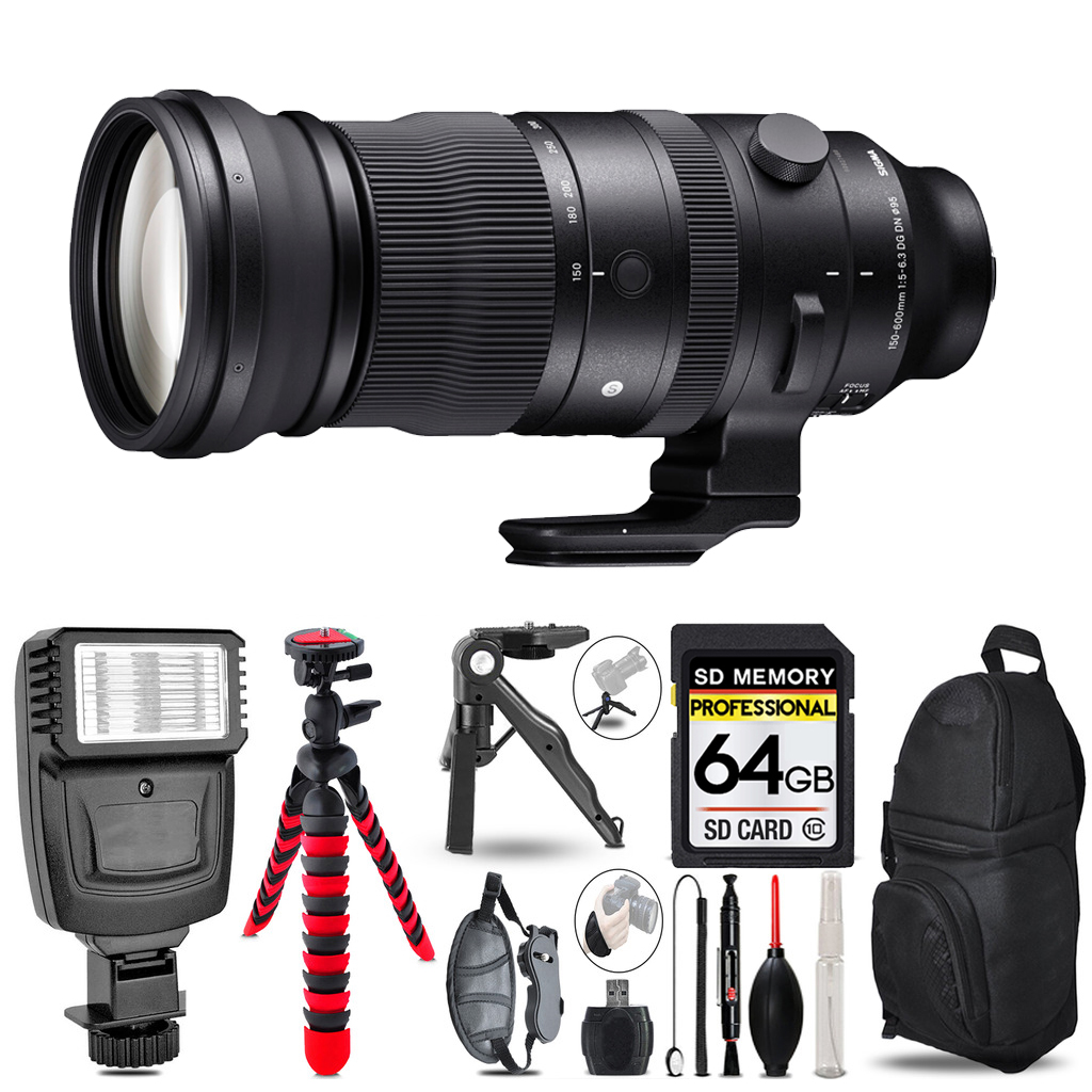 150-600mm f/5-6.3 DG DN OS Lens Sony +Flash +MACRO UV-CPL-FLD-64GB Kit *FREE SHIPPING*