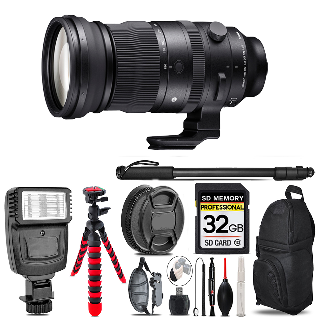 150-600mm f/5-6.3 DG DN OS Lens Sony +Flash+Color Filter Set -32GB Kit *FREE SHIPPING*