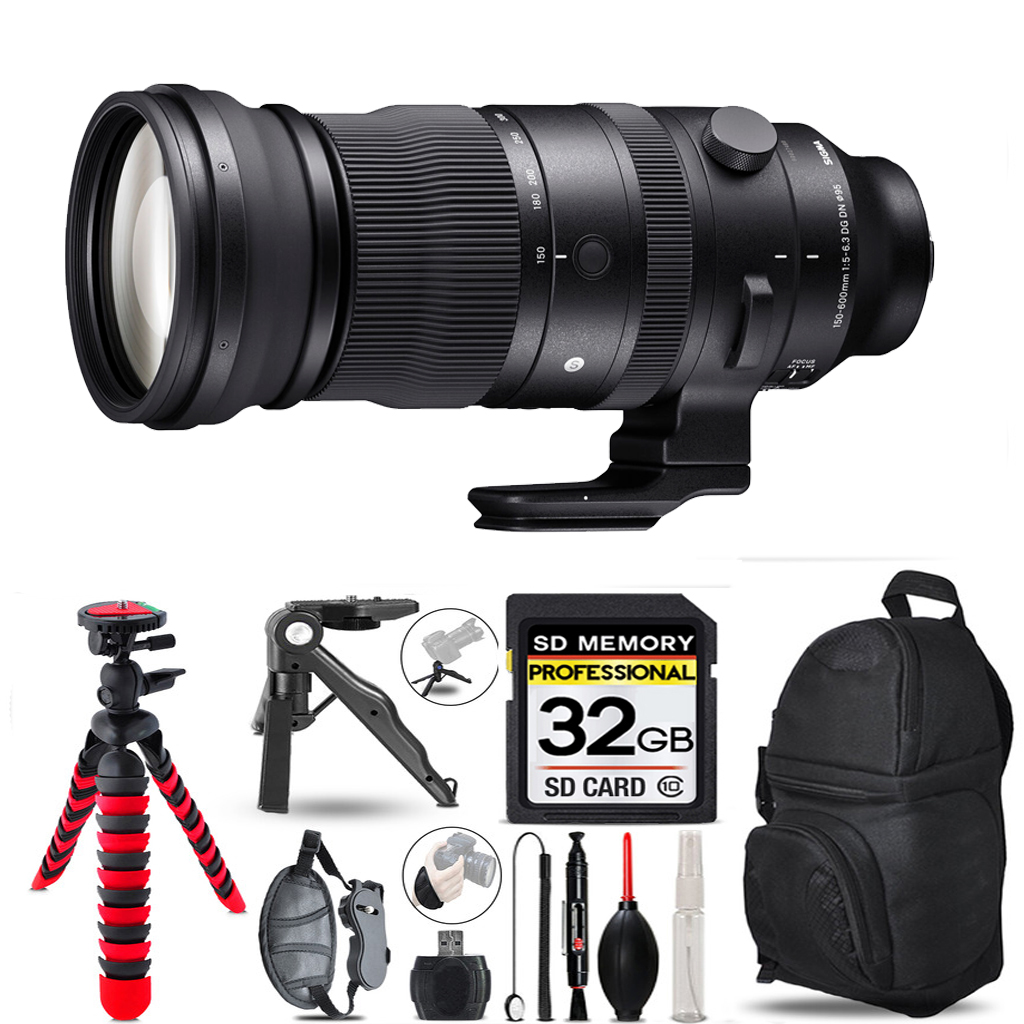150-600mm f/5-6.3 DG DN OS Lens Sony-  3 Lenses+Tripod +Backpack - 32GB *FREE SHIPPING*
