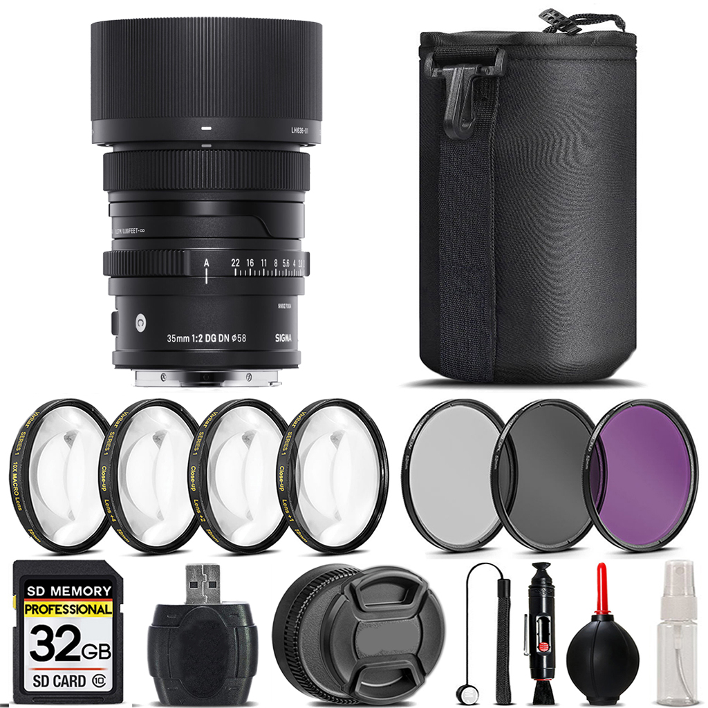 35mm f/2 DG DN Lens for Sony E -Mount+4PC Macro Kit+3 Filter-32GB *FREE SHIPPING*