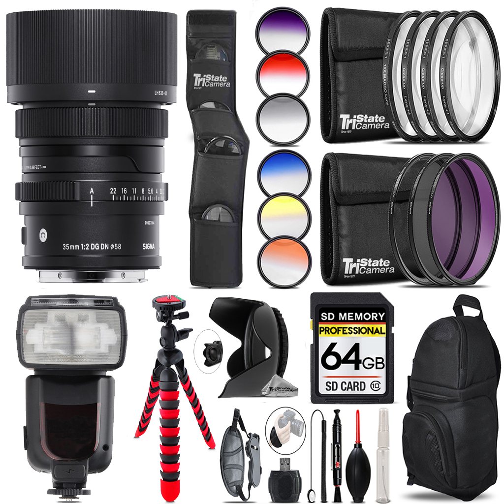 35mm f/2 DG DN Lens for Sony E -Mount +13 Piece Filter & More-64GB Kit *FREE SHIPPING*