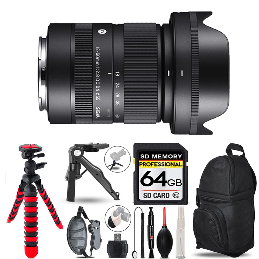 18-50mm f/2.8 DC DN Lens for Sony+ Tripod + Backpack-64GB Accessory Bundle *FREE SHIPPING*