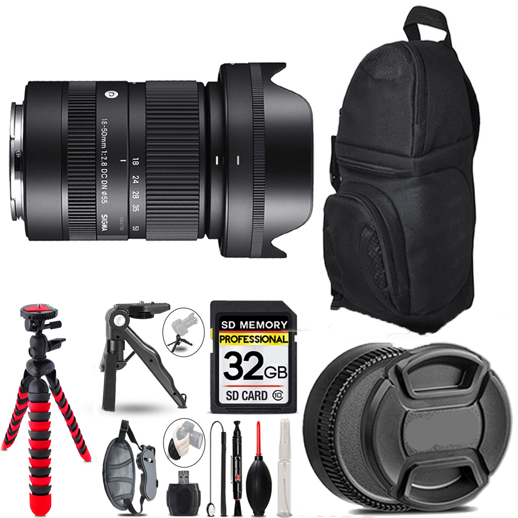 18-50mm f/2.8 DC DN Lens for Sony+ Tripod + Backpack-32GB Accessory Bundle *FREE SHIPPING*