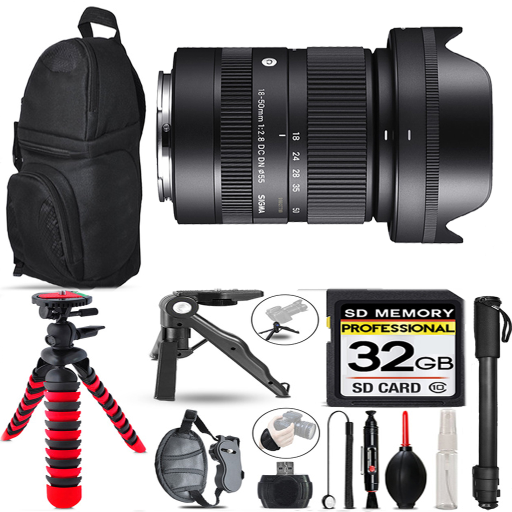 18-50mm f/2.8 DC DN Lens for Sony+ Tripod + Backpack - 32GB Special Bundle *FREE SHIPPING*