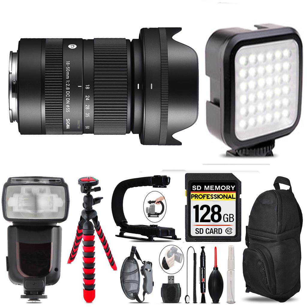 18-50mm f/2.8 DC DN Lens for Sony E+ LED Light - 128GB Accessory Bundle *FREE SHIPPING*