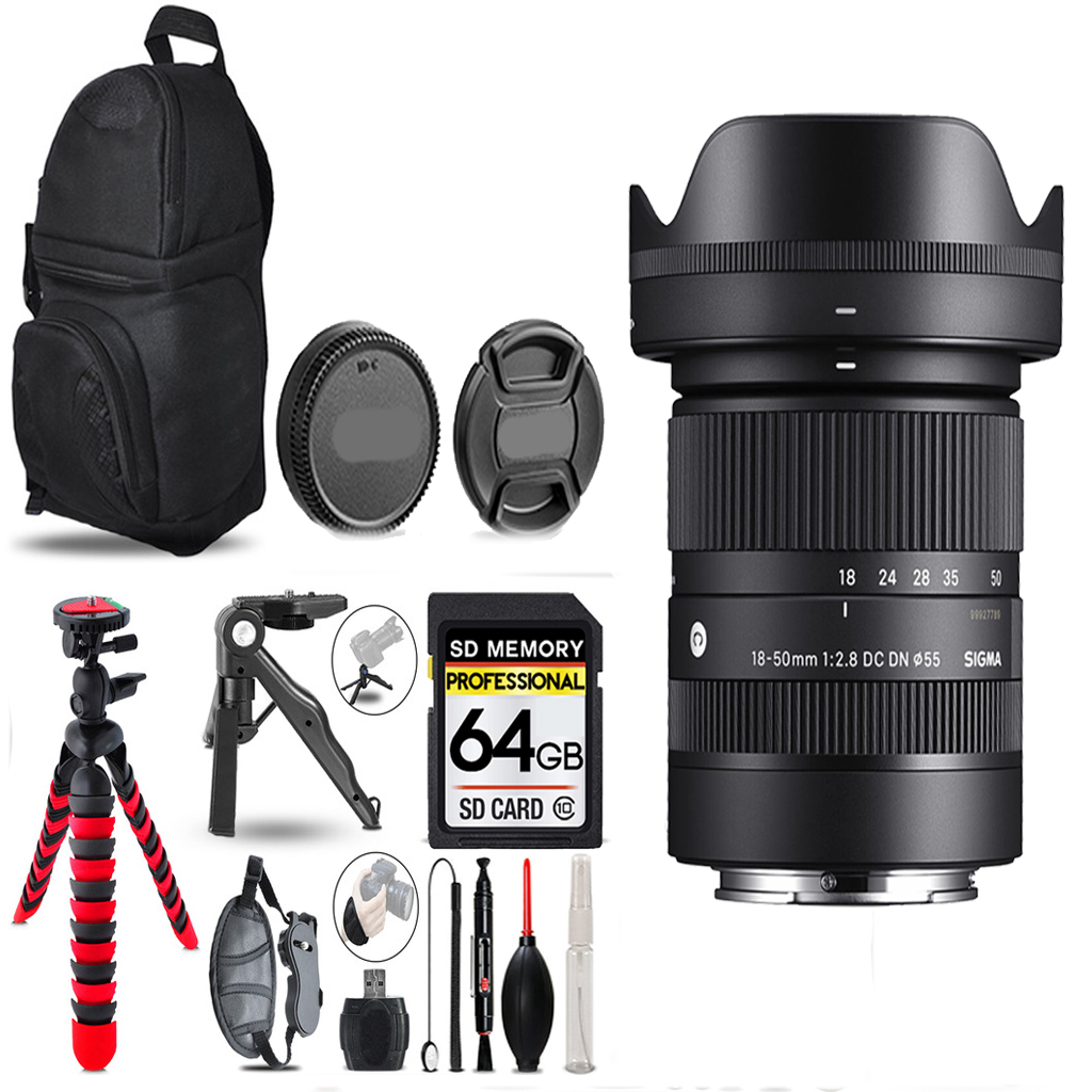 18-50mm f/2.8 DC DN Lens for Sony-+ Tripod +Backpack-64GB Accessory Bundle *FREE SHIPPING*