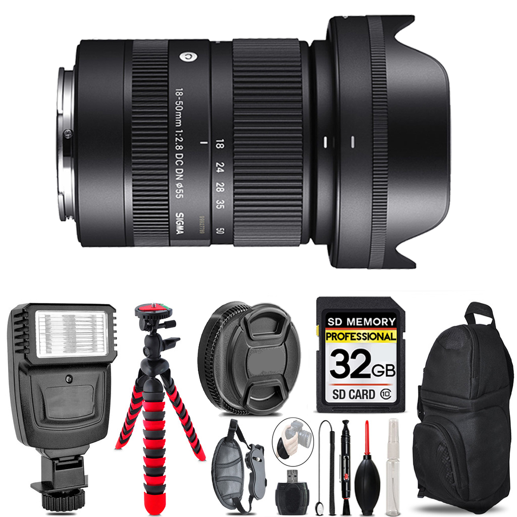 18-50mm f/2.8 DC DN Lens for Sony+ Flash +Tripod & More-32GB Accessory Kit *FREE SHIPPING*