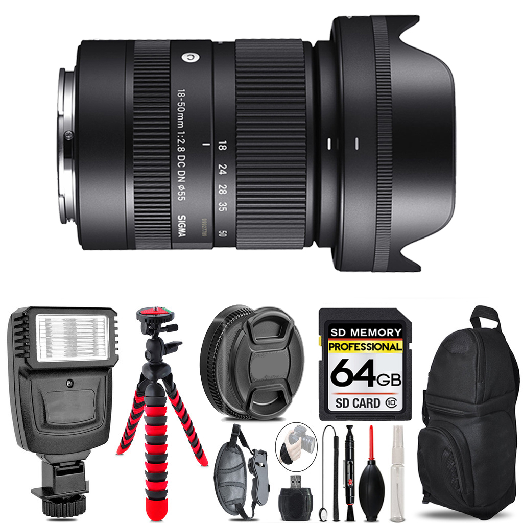 18-50mm f/2.8 DC DN Lens for Sony+ Flash +Tripod & More-64GB Accessory Kit *FREE SHIPPING*