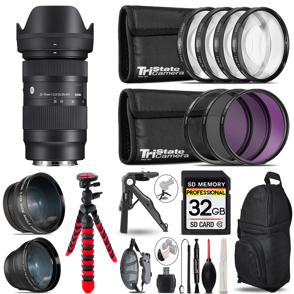28-70mm f/2.8 DG DN Lens for Sony E-Mount - 3 Lenses+Tripod+Backpack- 32GB *FREE SHIPPING*