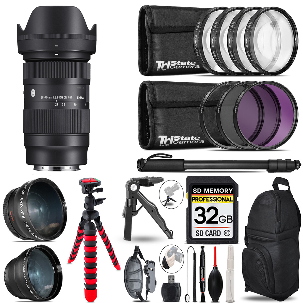 28-70mm f/2.8 DG DN Lens for Sony E-Mount -3 Lenses+Tripod +Backpack -32GB *FREE SHIPPING*