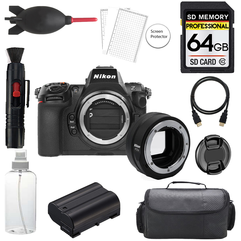 Z8 Camera w/ FTZ II Mount Adapter +64GB + Bag+ Screen Protector- Basic Kit *FREE SHIPPING*