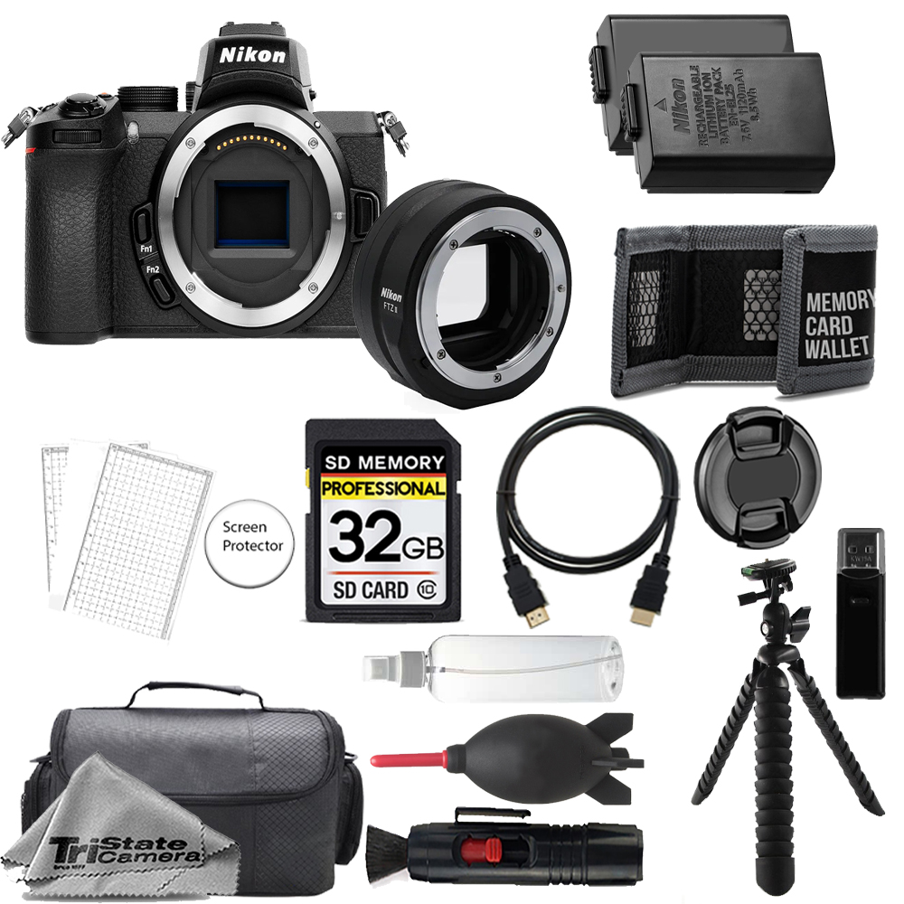 Z50 Camera w/ FTZ II Mount Adapter+32GB+Extra Battery+Tripod-Accessory Kit *FREE SHIPPING*