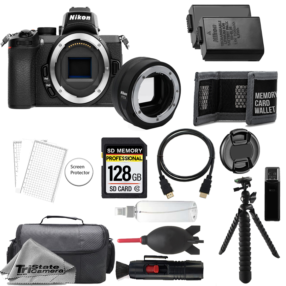 Z50 Camera w/FTZ II Mount Adapter+128GB+Extra Battery+Tripod-Accessory Kit *FREE SHIPPING*