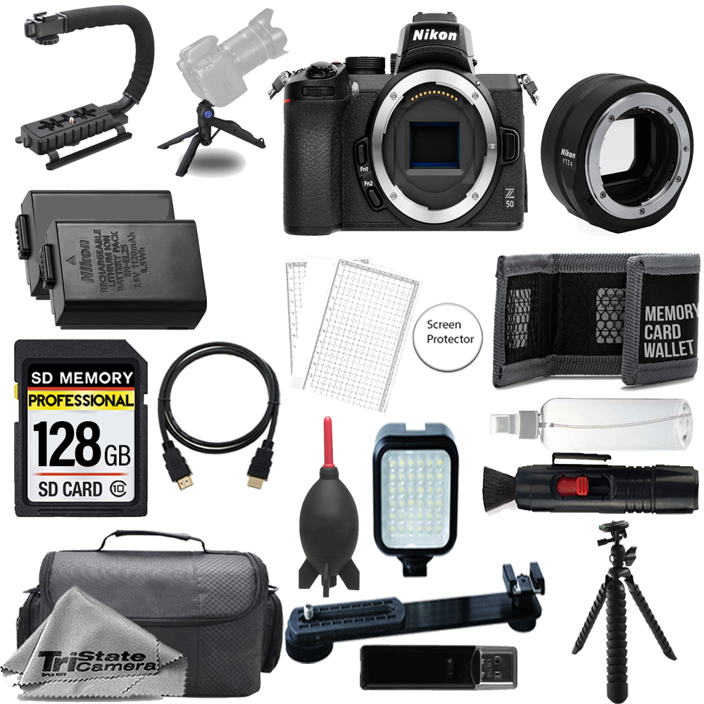Z50 Camera w/FTZ II Mount Adapter+128GB+Ext Battery+LED Flash-ULTIMATE Kit *FREE SHIPPING*