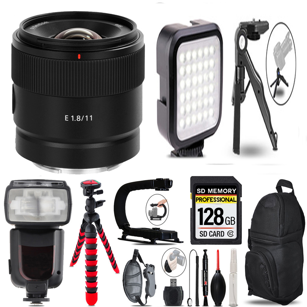 E 11mm f/1.8 Lens+ LED Light + Tripod - 128GB Accessory Bundle *FREE SHIPPING*