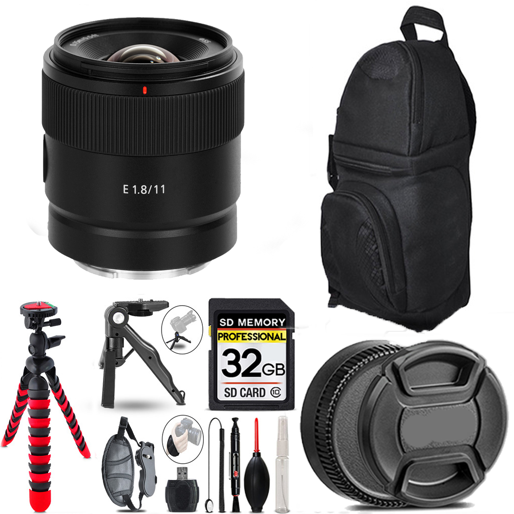 E 11mm f/1.8 Lens + Tripod + Backpack - 32GB Accessory Bundle *FREE SHIPPING*