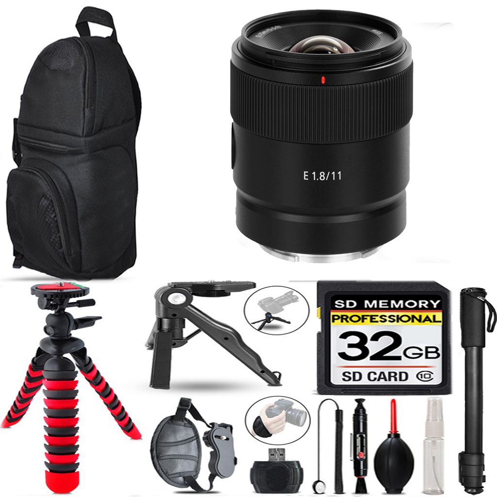 E 11mm f/1.8 Lens + Tripod + Backpack - 32GB Special Bundle *FREE SHIPPING*