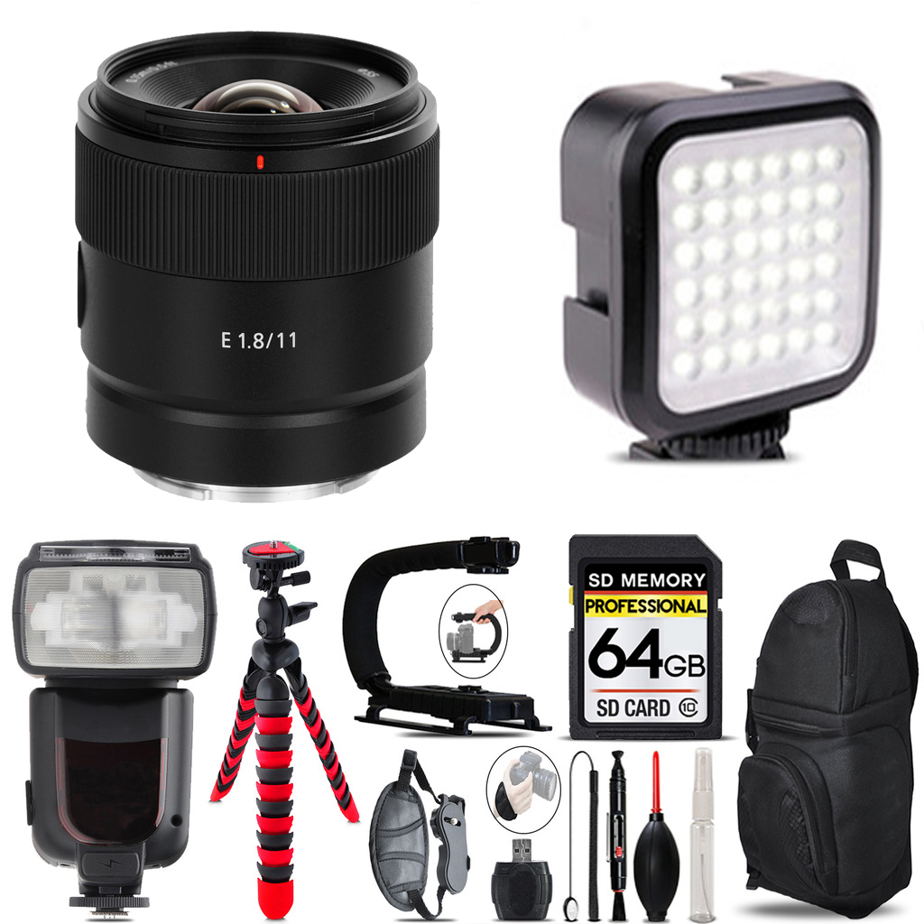 E 11mm f/1.8 Lens +LED Light - 64GB Accessory Bundle *FREE SHIPPING*
