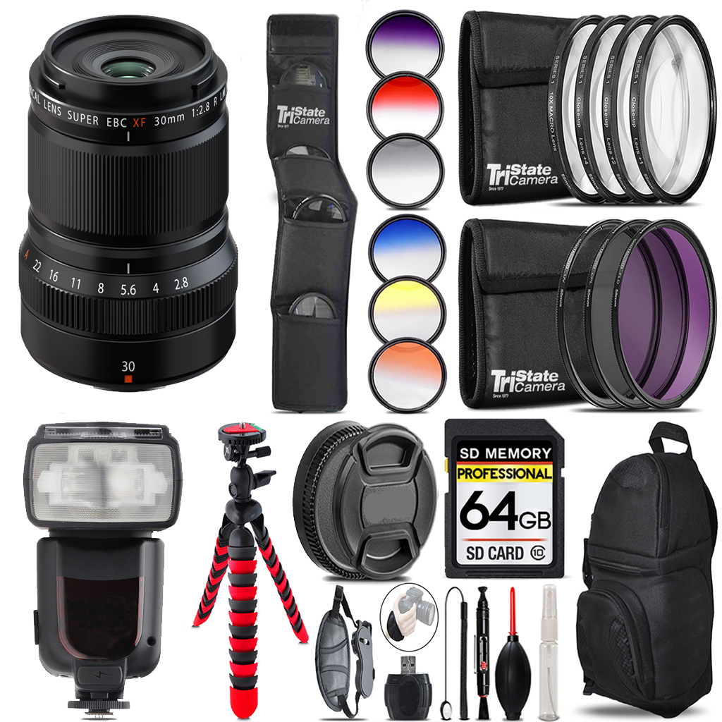 XF 30mm f/2.8 R LM WR Macro Lens +13 Piece Filter & More-64GB Kit *FREE SHIPPING*