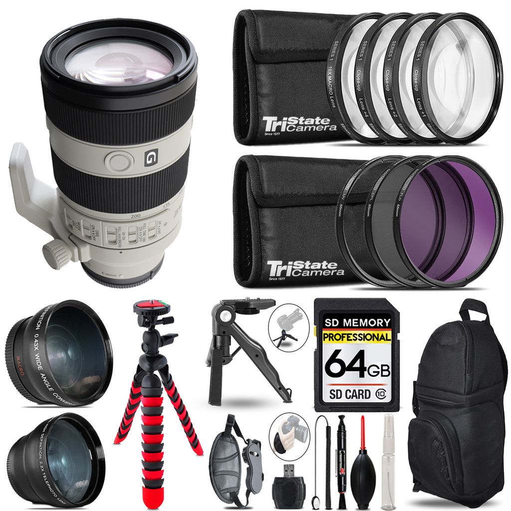 FE 70-200mm f/4 Macro G OSS Lens - 3 Lens Kit + Tripod +Backpack -64GB Kit *FREE SHIPPING*