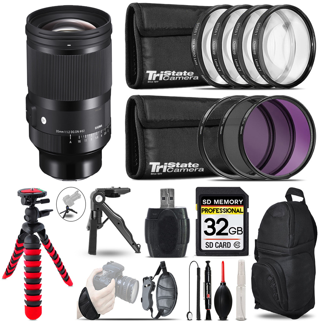35mm f/1.2 DG DN Art Lens for Sony E +MACRO UV-CPL-FLD Filter-32GB Kit *FREE SHIPPING*