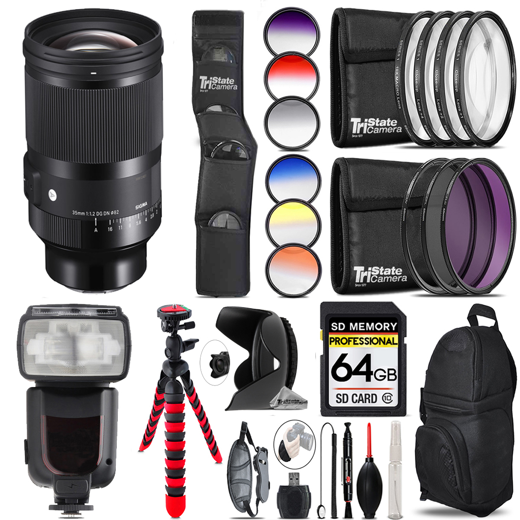 35mm f/1.2 DG DN Art Lens for Sony E +13 Piece Filter & More-64GB Kit *FREE SHIPPING*