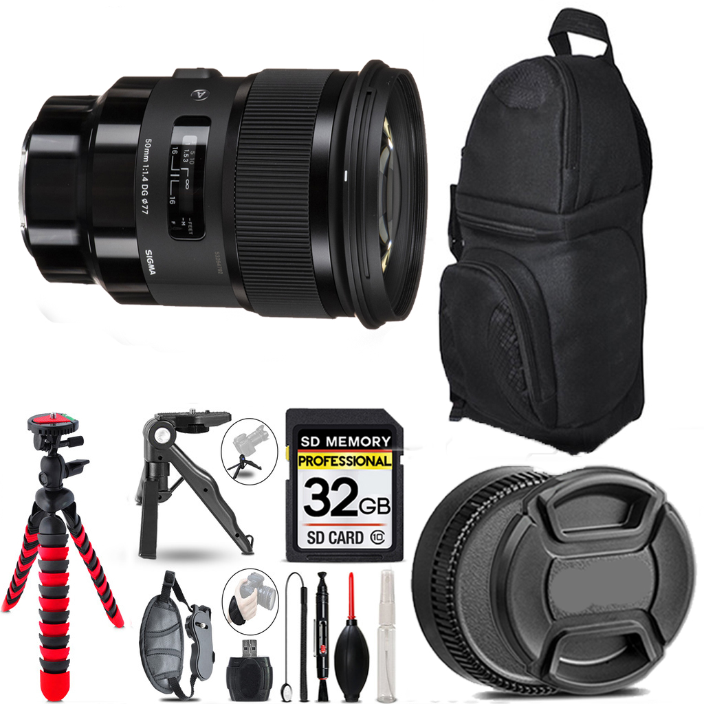 50mm f/1.4 DG HSM Art Lens  +Tripod + Backpack - 32GB Accessory Bundle *FREE SHIPPING*