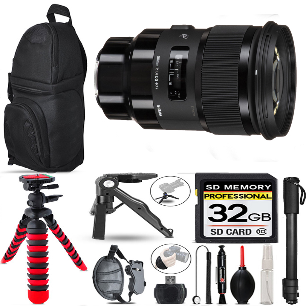 50mm f/1.4 DG HSM Art Lens  +Tripod + Backpack - 32GB Special Bundle *FREE SHIPPING*
