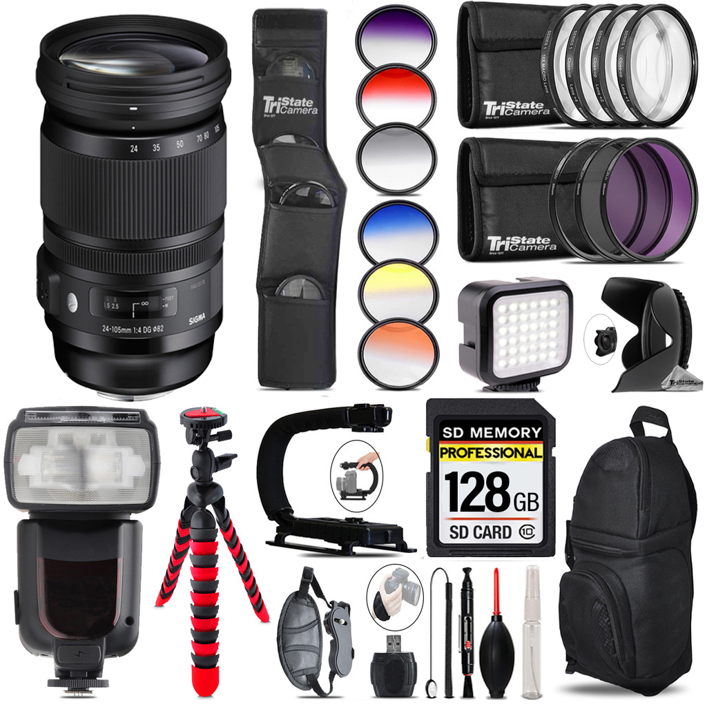 24-105mm f/4 DG OS HSM Art Lens for Canon EF+ LED Light -128GB Kit Bundle *FREE SHIPPING*