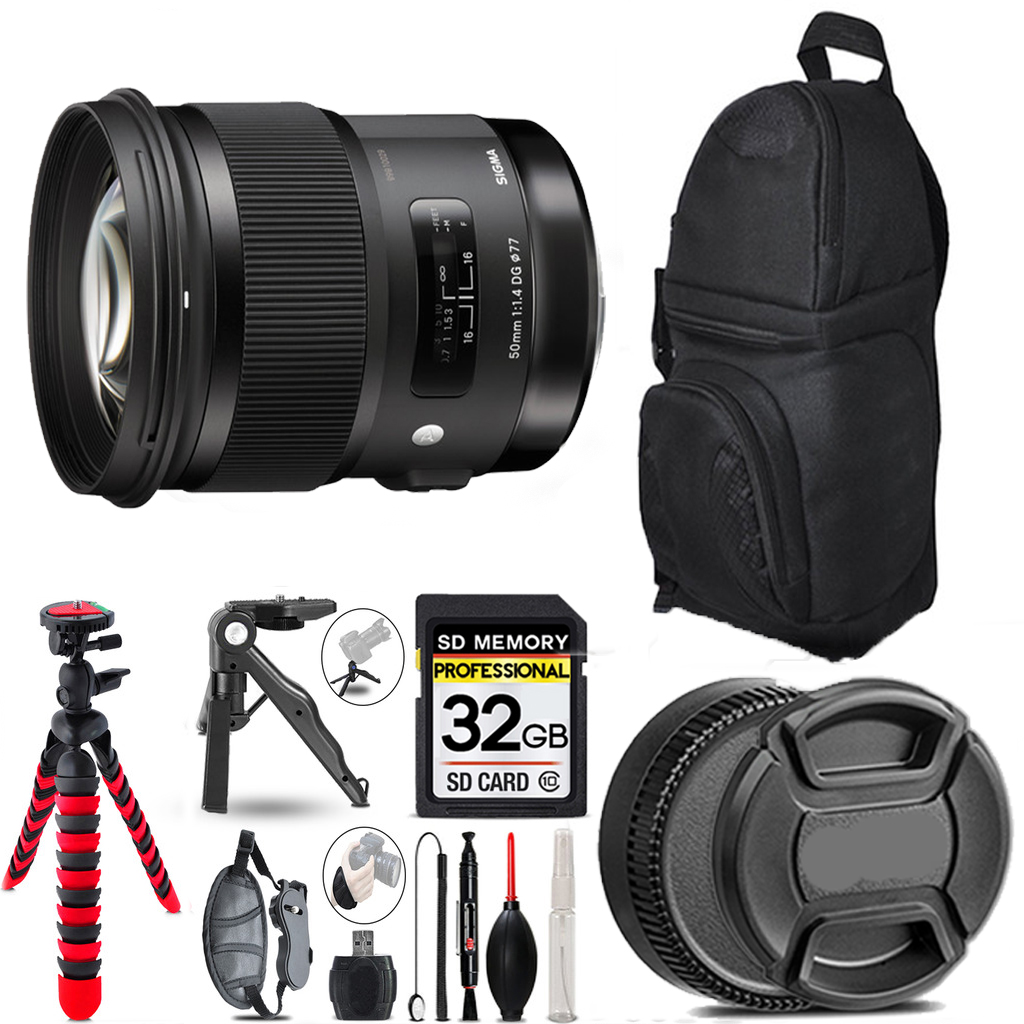 AF 50/1.4 Art DG HSM F/Canon  +Tripod + Backpack - 32GB Accessory Bundle *FREE SHIPPING*