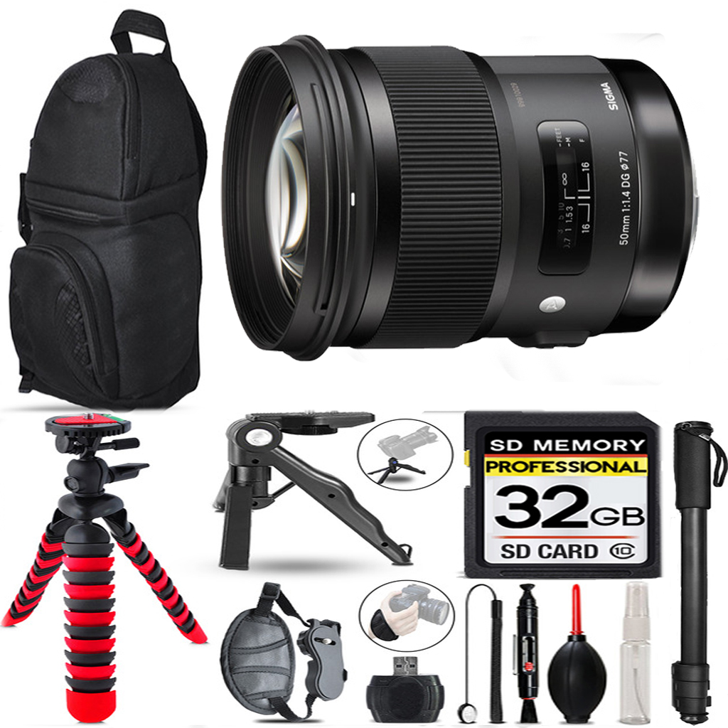 AF 50/1.4 Art DG HSM F/Canon  +Tripod + Backpack - 32GB Special Bundle *FREE SHIPPING*