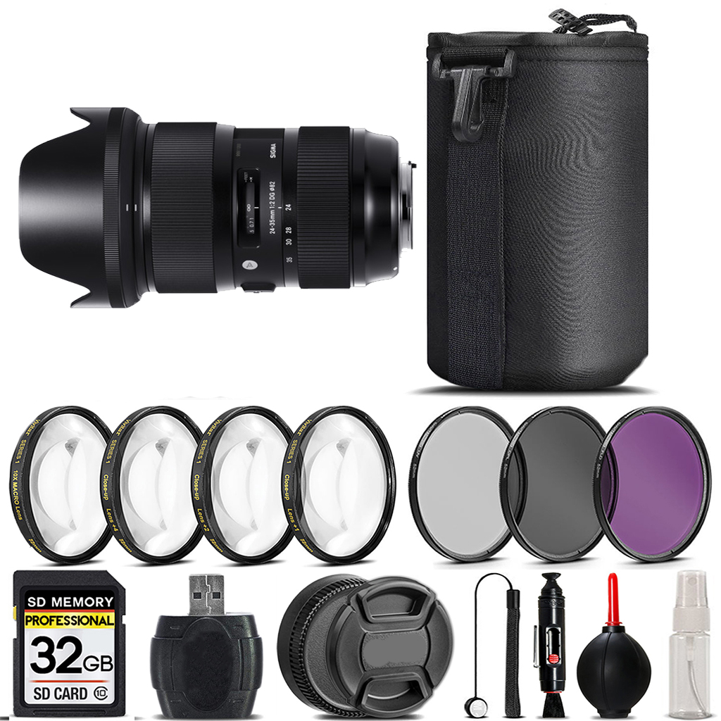 24-35mm f/2 DG HSM Art Lens for Nikon F +4PC Macro Kit+3 Piece Filter-32GB *FREE SHIPPING*