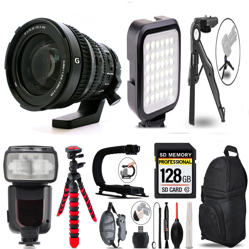 FE PZ 28-135mm f/4 G OSS Lens+ LED Light + Tripod - 128GB Accessory Bundle *FREE SHIPPING*