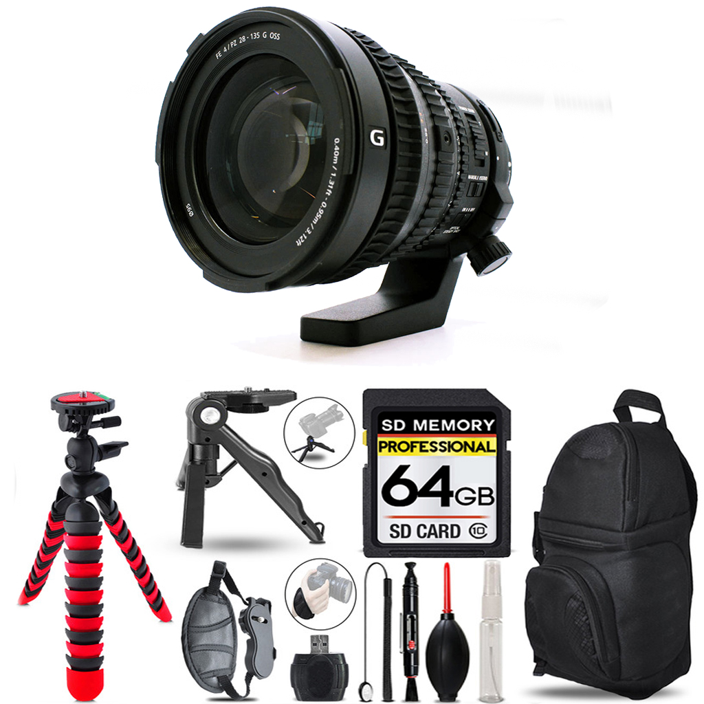 FE PZ 28-135mm f/4 G OSS Lens + Tripod + Backpack - 64GB Accessory Bundle *FREE SHIPPING*