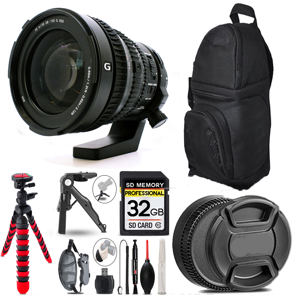 FE PZ 28-135mm f/4 G OSS Lens + Tripod + Backpack - 32GB Accessory Bundle *FREE SHIPPING*