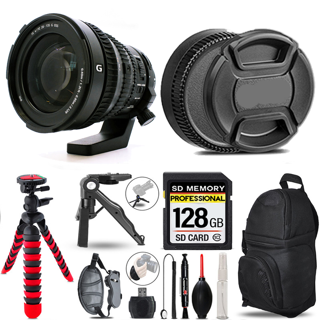 FE PZ 28-135mm f/4 G OSS Lens + Tripod + Backpack - 128GB Accessory Bundle *FREE SHIPPING*