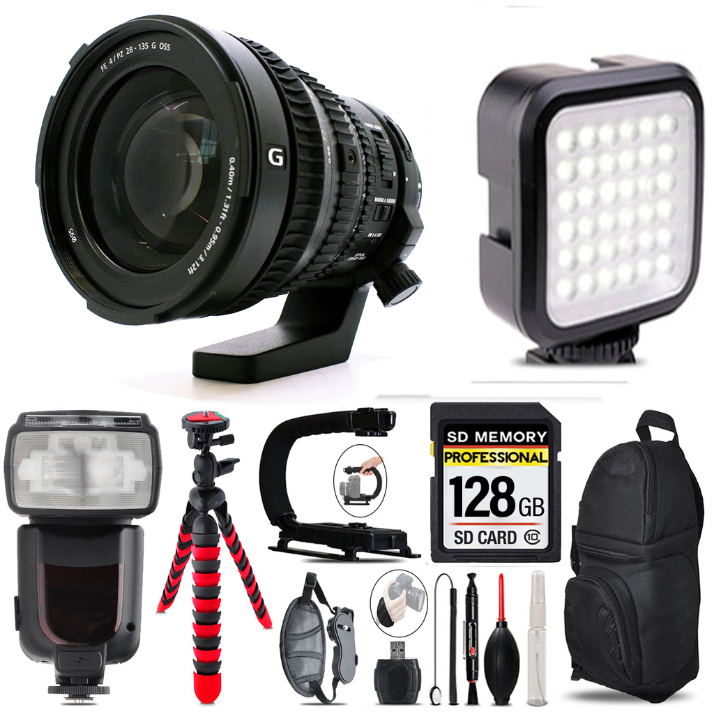 FE PZ 28-135mm f/4 G OSS Lens+ LED Light - 128GB Accessory Bundle *FREE SHIPPING*