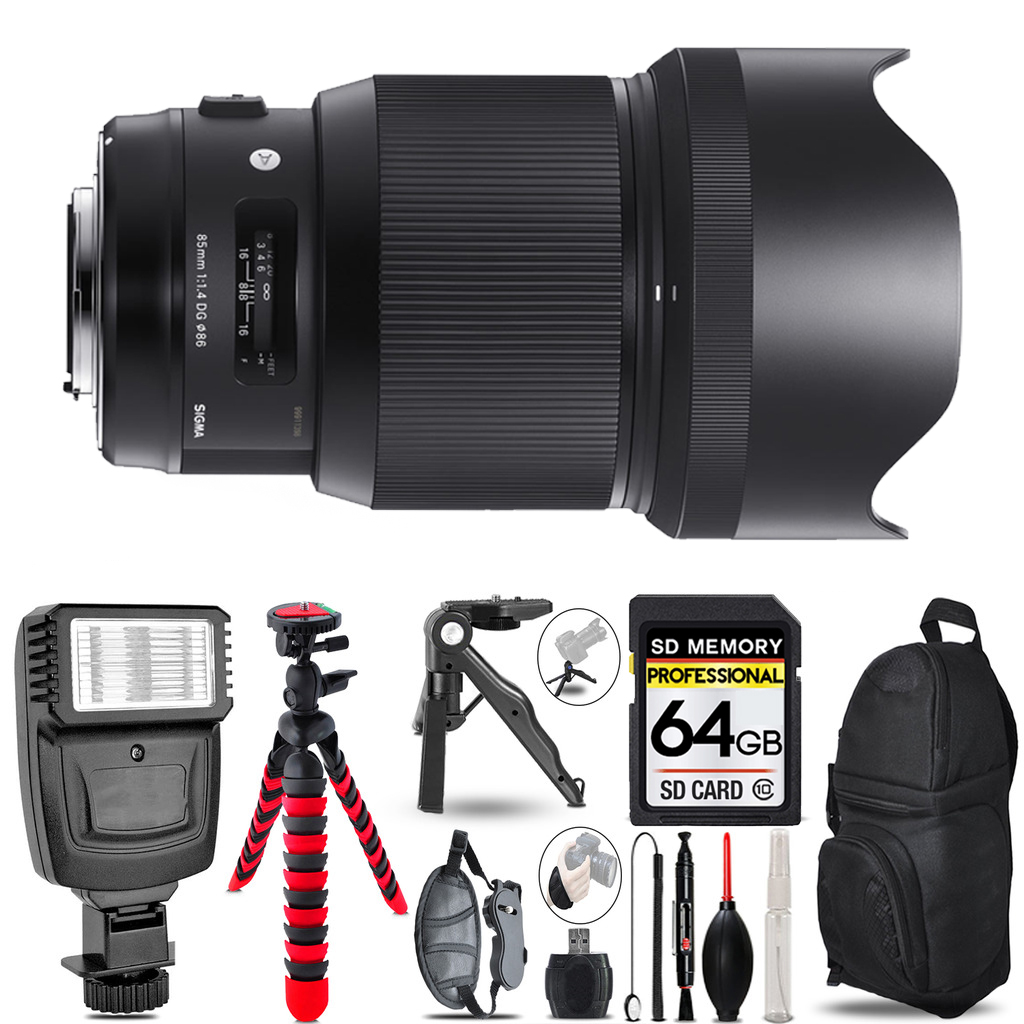 85mm f/1.4 DG HSM Art f/Canon - 3 Lenses+Flash +Tripod -64GB Kit *FREE SHIPPING*