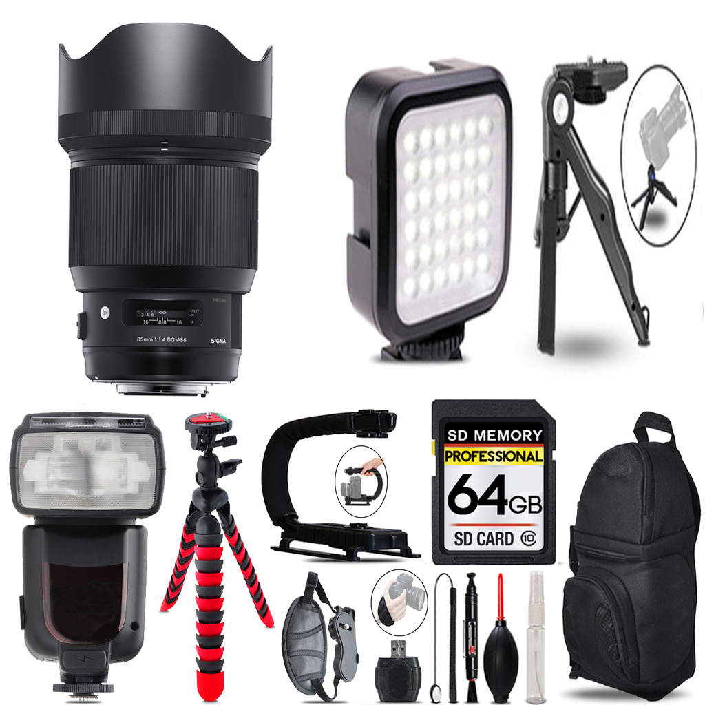 85mm f/1.4 DG HSM Art f/Canon+ LED Light +Tripod -64GB Kit *FREE SHIPPING*