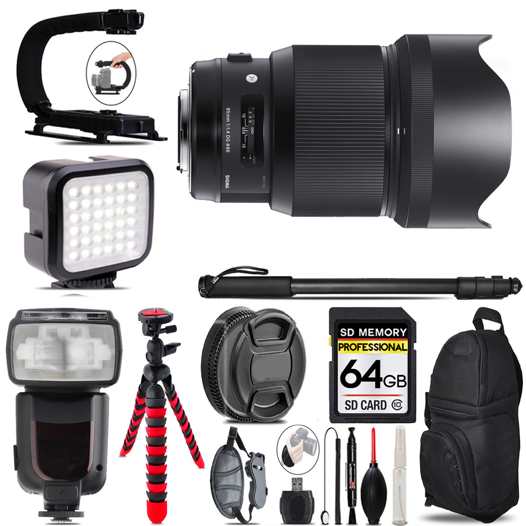 85mm f/1.4 DG HSM Art f/Canon + LED Flash+ Bag -64GB Bundle *FREE SHIPPING*