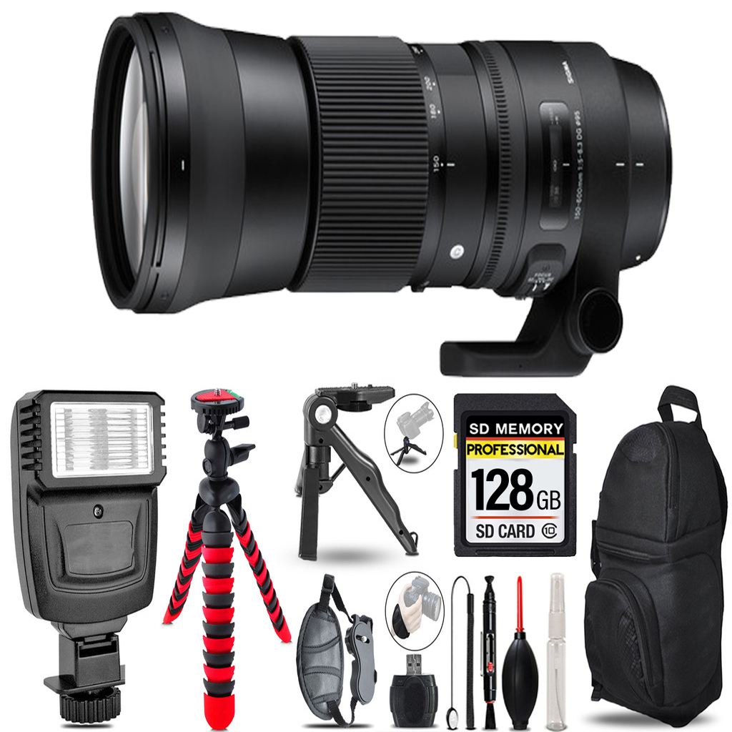 150-600mm f/5-6.3 HSM Lens for Nikon F - 3 Lenses+ Flash+Tripod -128GB *FREE SHIPPING*
