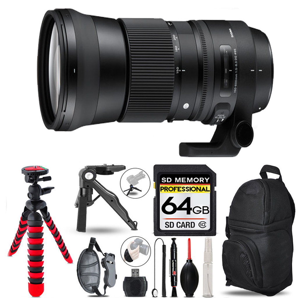150-600mm f/5-6.3 HSM Lens for Nikon F -  3 Lenses+ Tripod +Backpack -64GB *FREE SHIPPING*