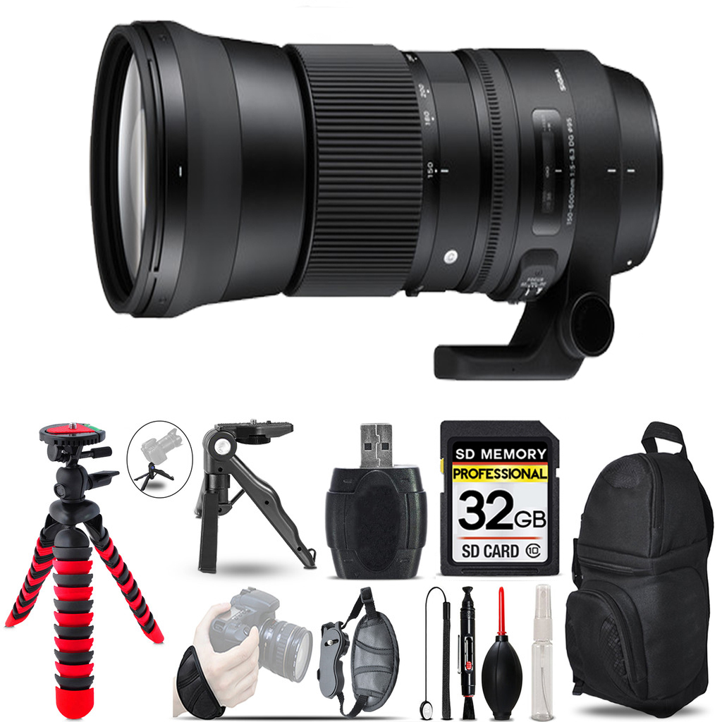 150-600mm f/5-6.3 HSM Lens for Nikon F - MACRO UV-CPL-FLD Filter-32GB Kit *FREE SHIPPING*