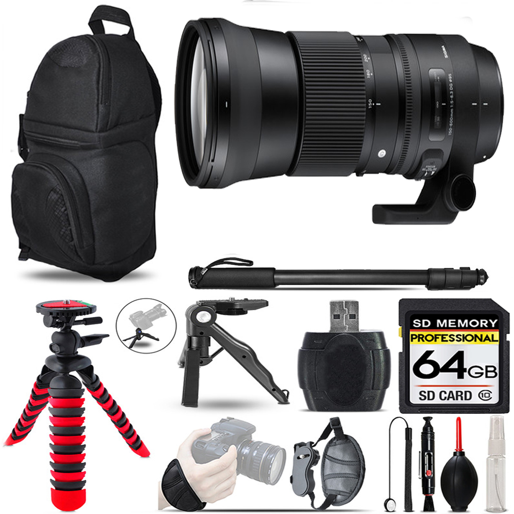 150-600mm f/5-6.3 HSM Lens for Nikon F +MACRO, 3 Piece  Filter +64GB Kit *FREE SHIPPING*
