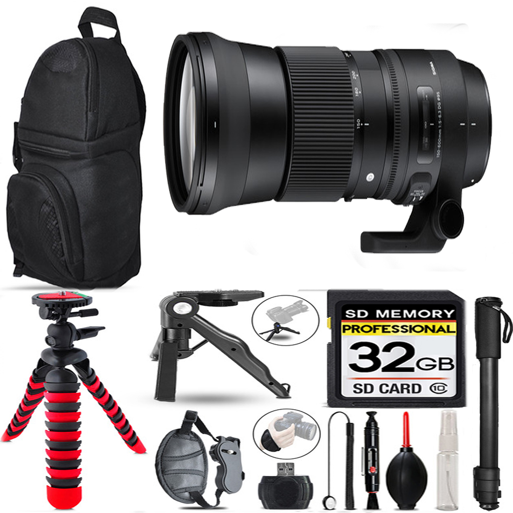 150-600mm f/5-6.3 HSM Lens for Nikon F -3 Lenses+Tripod +Backpack -32GB *FREE SHIPPING*