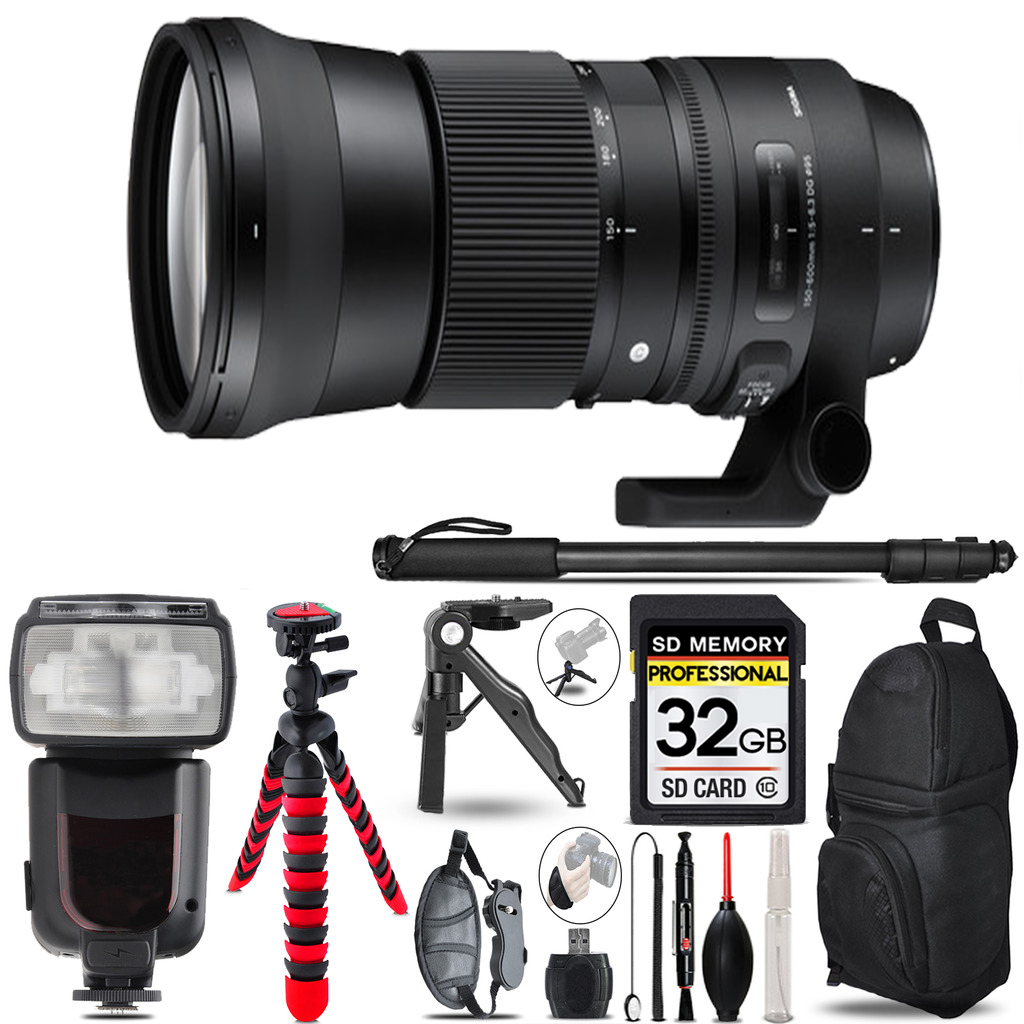 150-600mm f/5-6.3 HSM Lens for Nikon F -3 Lenses+Monopod -32GB Kit *FREE SHIPPING*