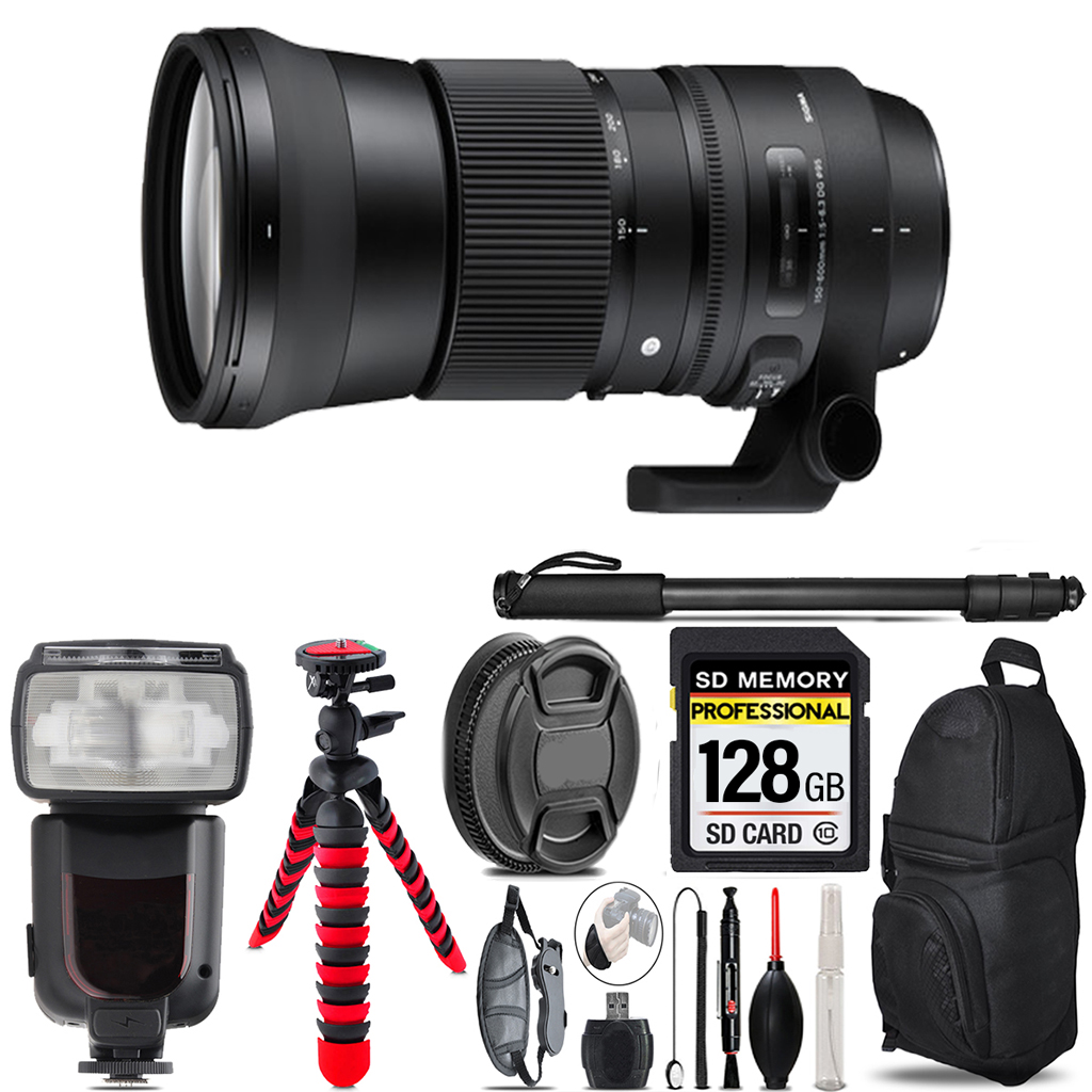150-600mm f/5-6.3 HSM Lens for Nikon F  +7 Piece Filter & More -128GB Kit *FREE SHIPPING*