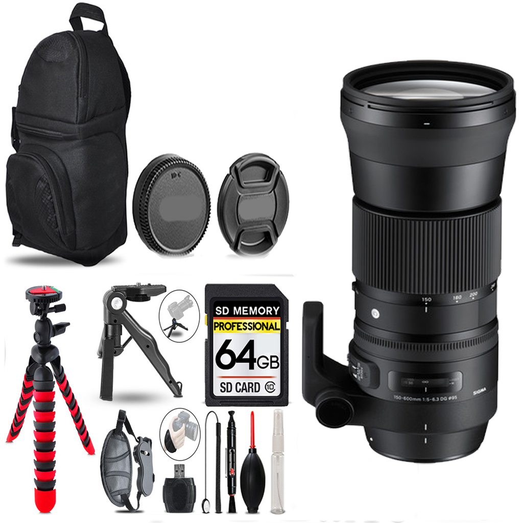 150-600mm f/5-6.3 HSM Lens for Nikon F -3 Lenses+ Tripod +Backpack -64GB *FREE SHIPPING*